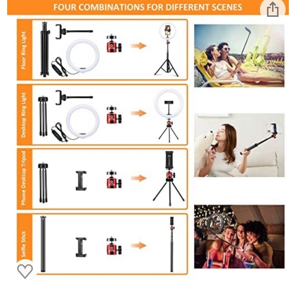 10in LED Ring light and stands - Picture 2 of 7